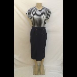 VTG Liz Roberts Size 8 Navy/White Nautical Dress